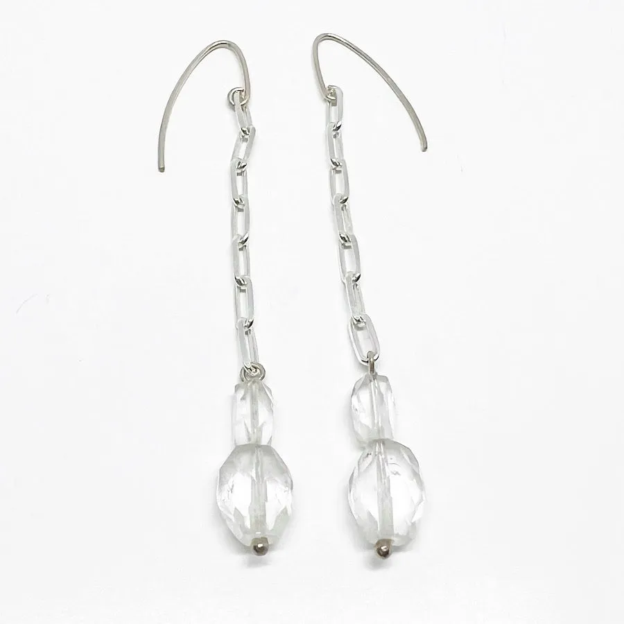 Facetted quartz and sterling silver earrings