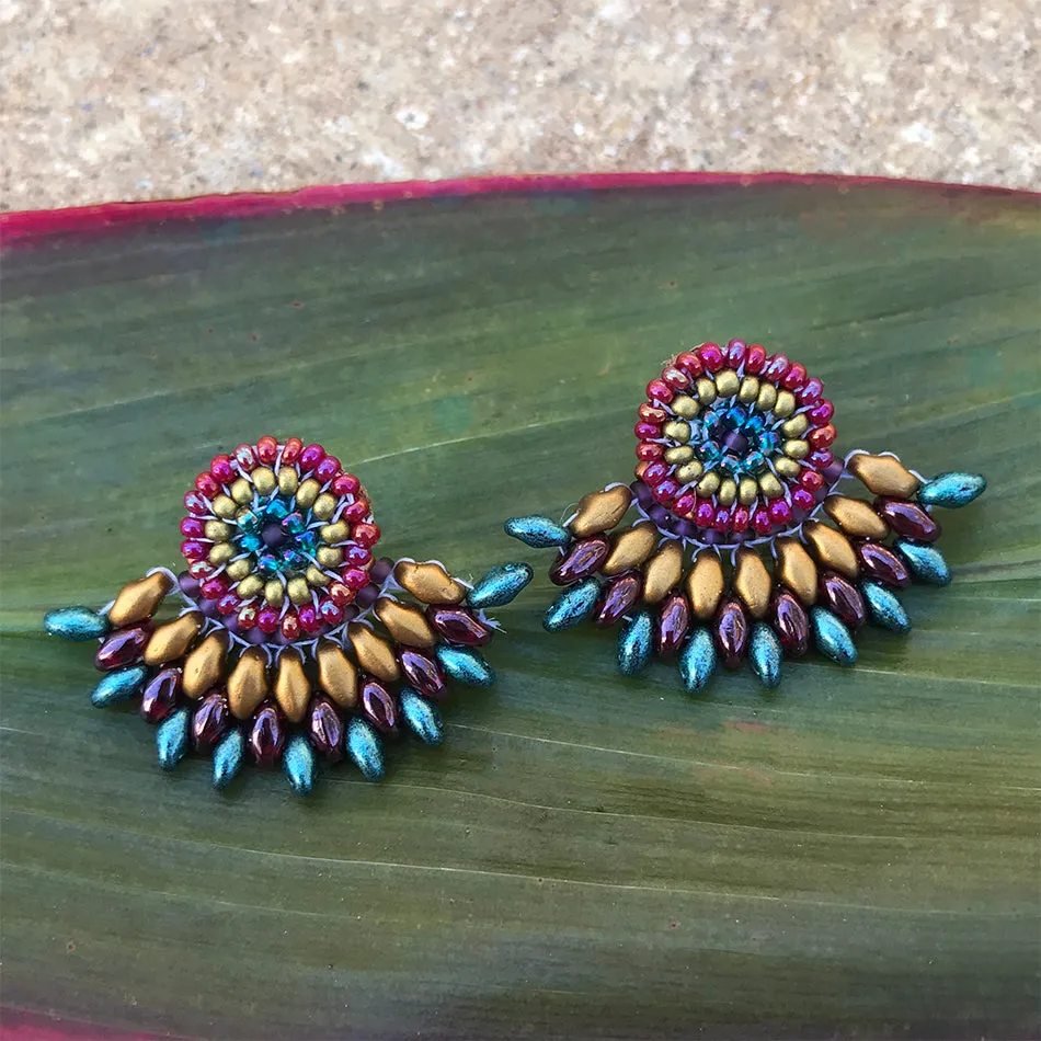 Fan Earrings - Ruby, Guatemala