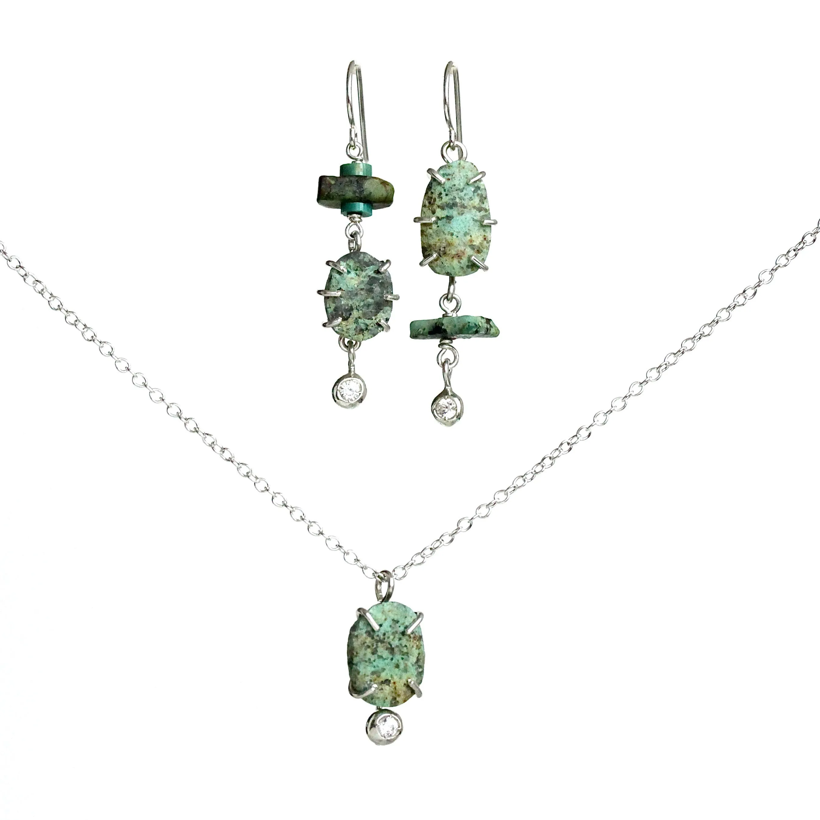 Fanciful Chrysoprase with Sapphire Necklace