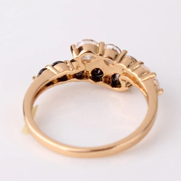 Fashion Engagement Rings for women 18K Gold Plated Mid Ring Black White Crystal Zirconia CZ Band Ring Wedding Rings Jewelry