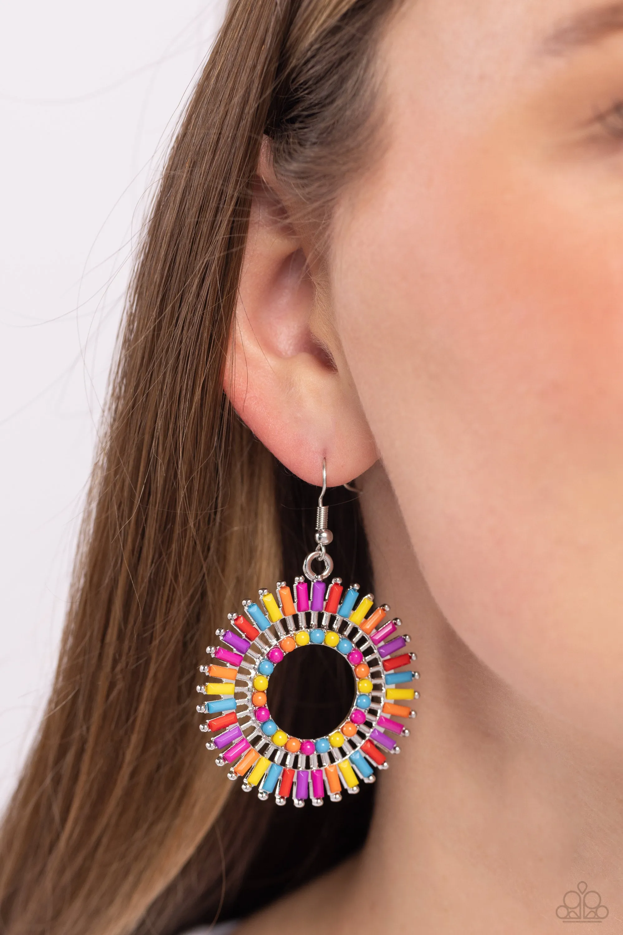 Ferris Wheel Finale - Multi - Rainbow Bead Paparazzi Fishhook Earrings