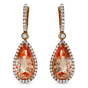 Flawless Morganite Pear Shaped Stone with Round Diamonds in 18k Rose Gold