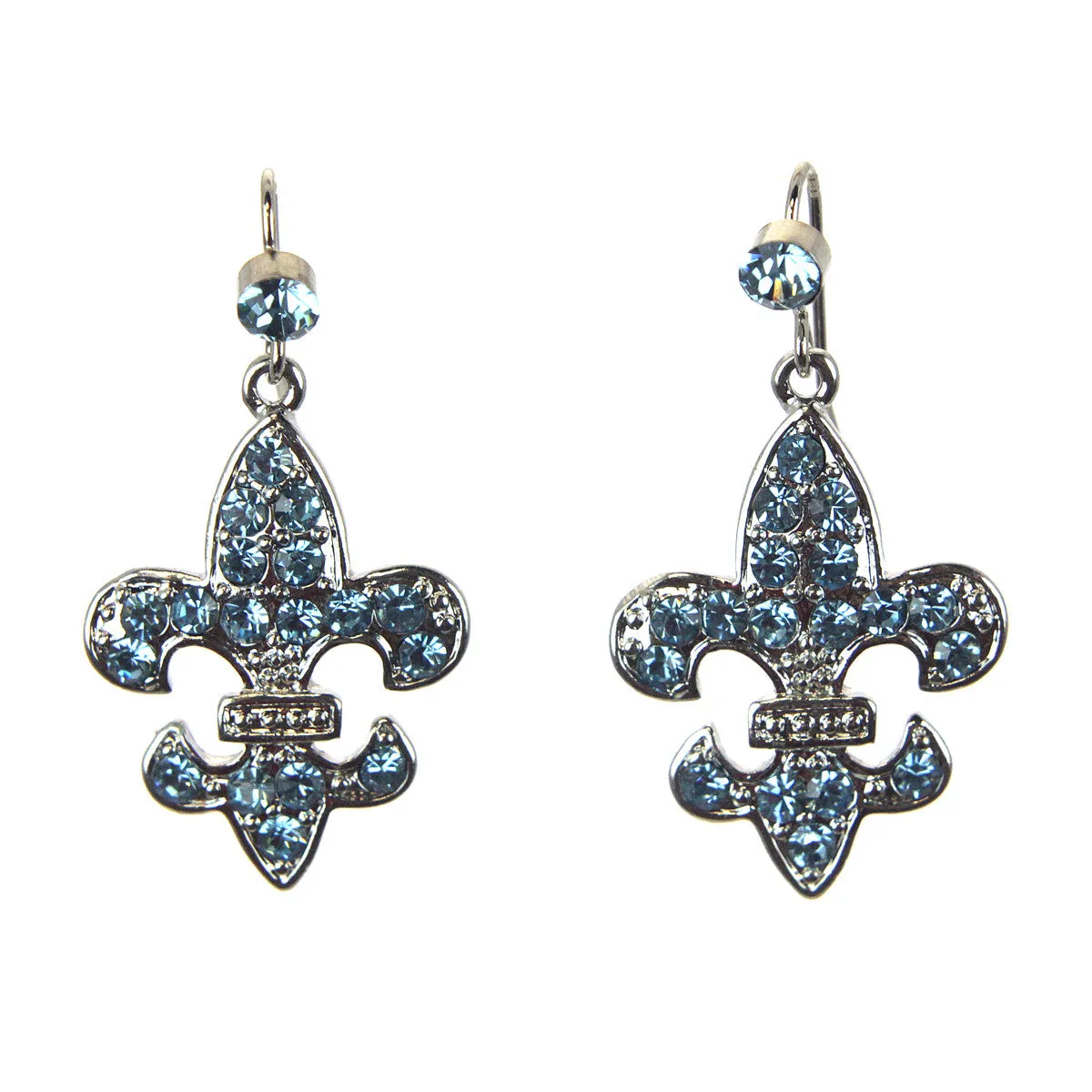 Fleur De Lis Earrings Aquamarine