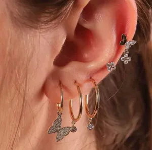 Floral Butterfly 5 in 1 Earring Set