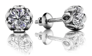 Flower Petal Diamond Stud Earrings with 0.24 ct.(finished) 3.2mm
