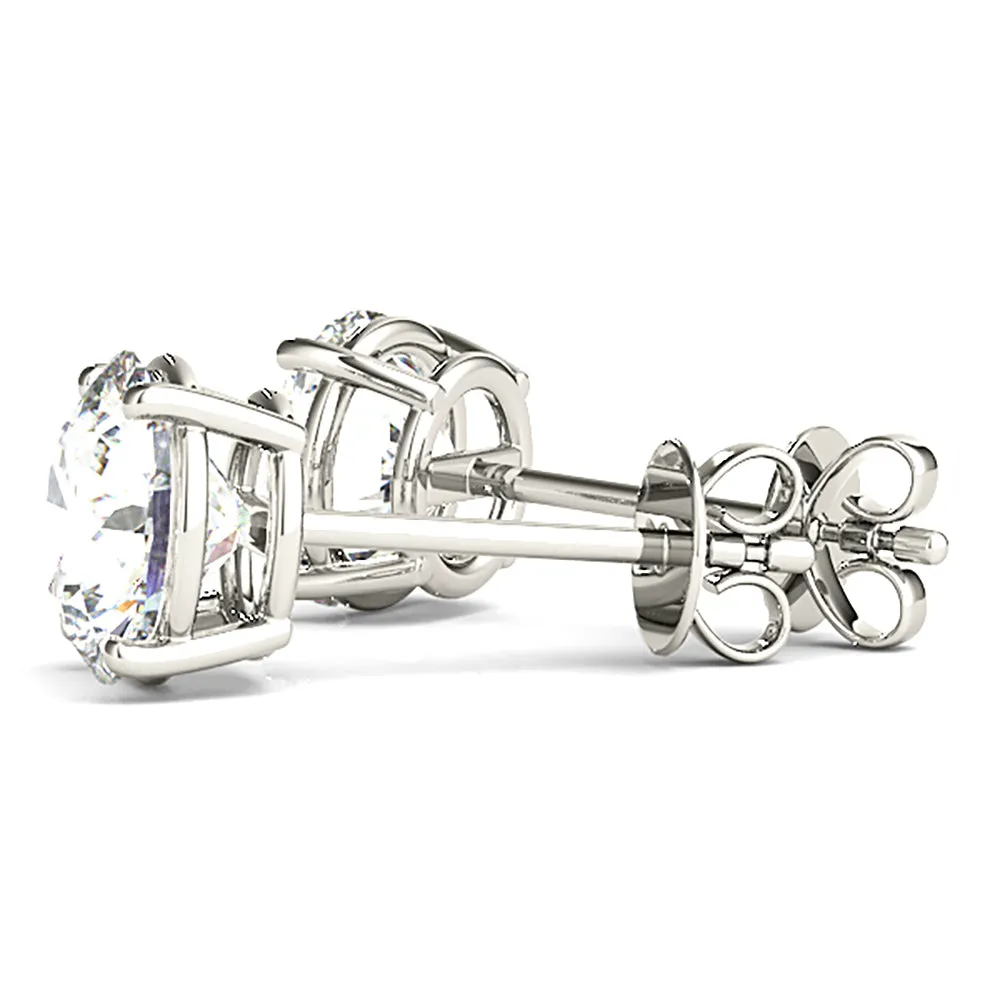 Four Prong Diamond Stud Earrings With Push Backing