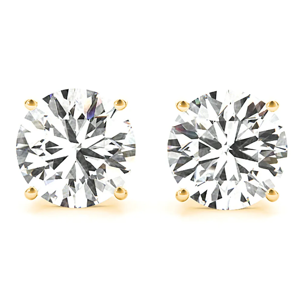 Four Prong Diamond Stud Earrings With Push Backing