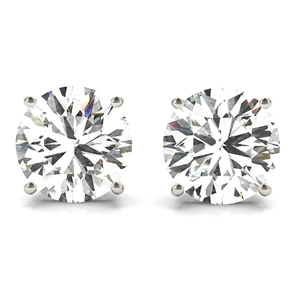Four Prong Diamond Stud Earrings With Push Backing