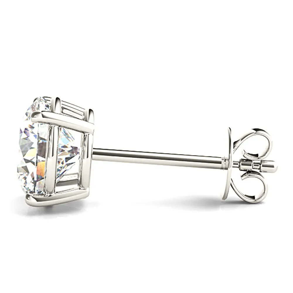 Four Prong Diamond Stud Earrings With Push Backing