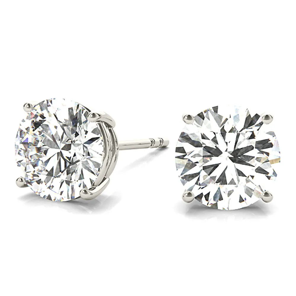 Four Prong Diamond Stud Earrings With Push Backing