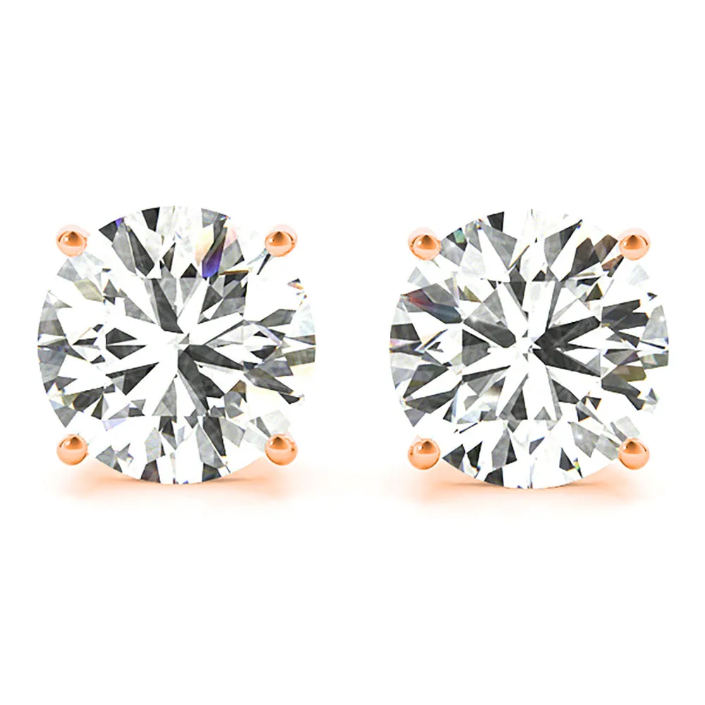 Four Prong Diamond Stud Earrings With Push Backing