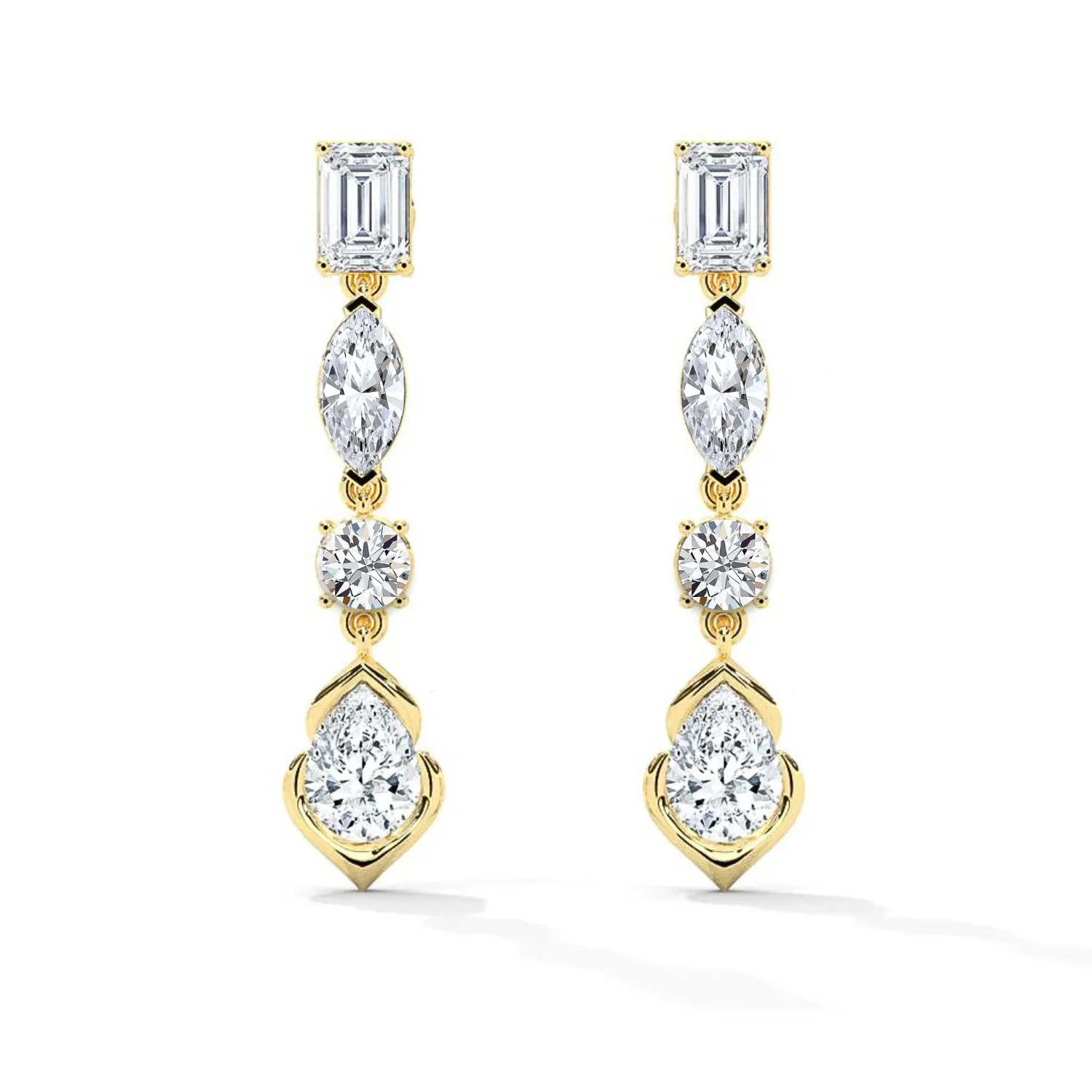 Four-Shape Diamond Drop Earrings