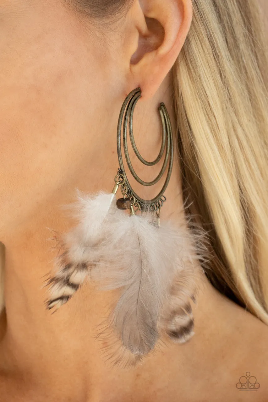 Freely Free Bird Brass Paparazzi Earrings