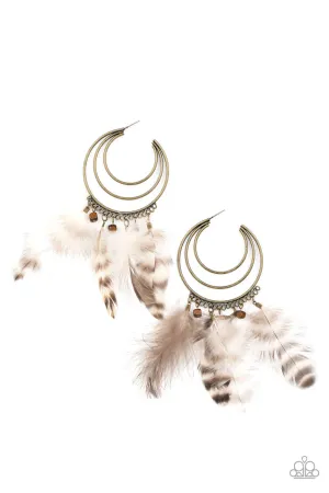 Freely Free Bird Brass Paparazzi Earrings