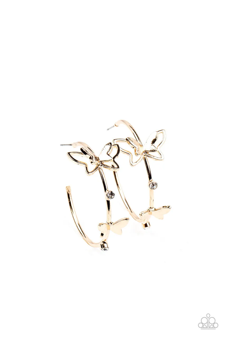 Full Out Flutter Gold Paparazzi Earrings