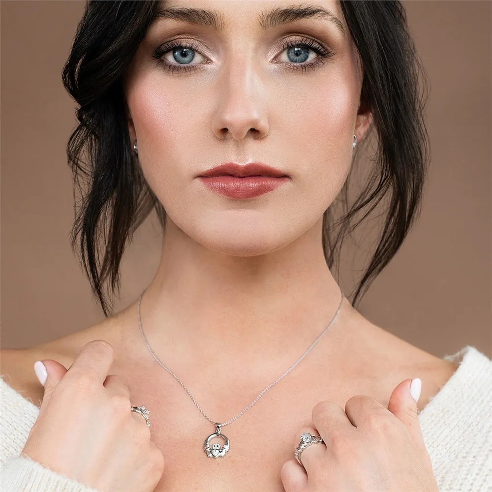 Galway Crystal Claddagh Crystal Sterling Silver Earrings