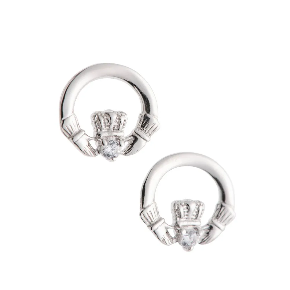Galway Crystal Claddagh Crystal Sterling Silver Earrings