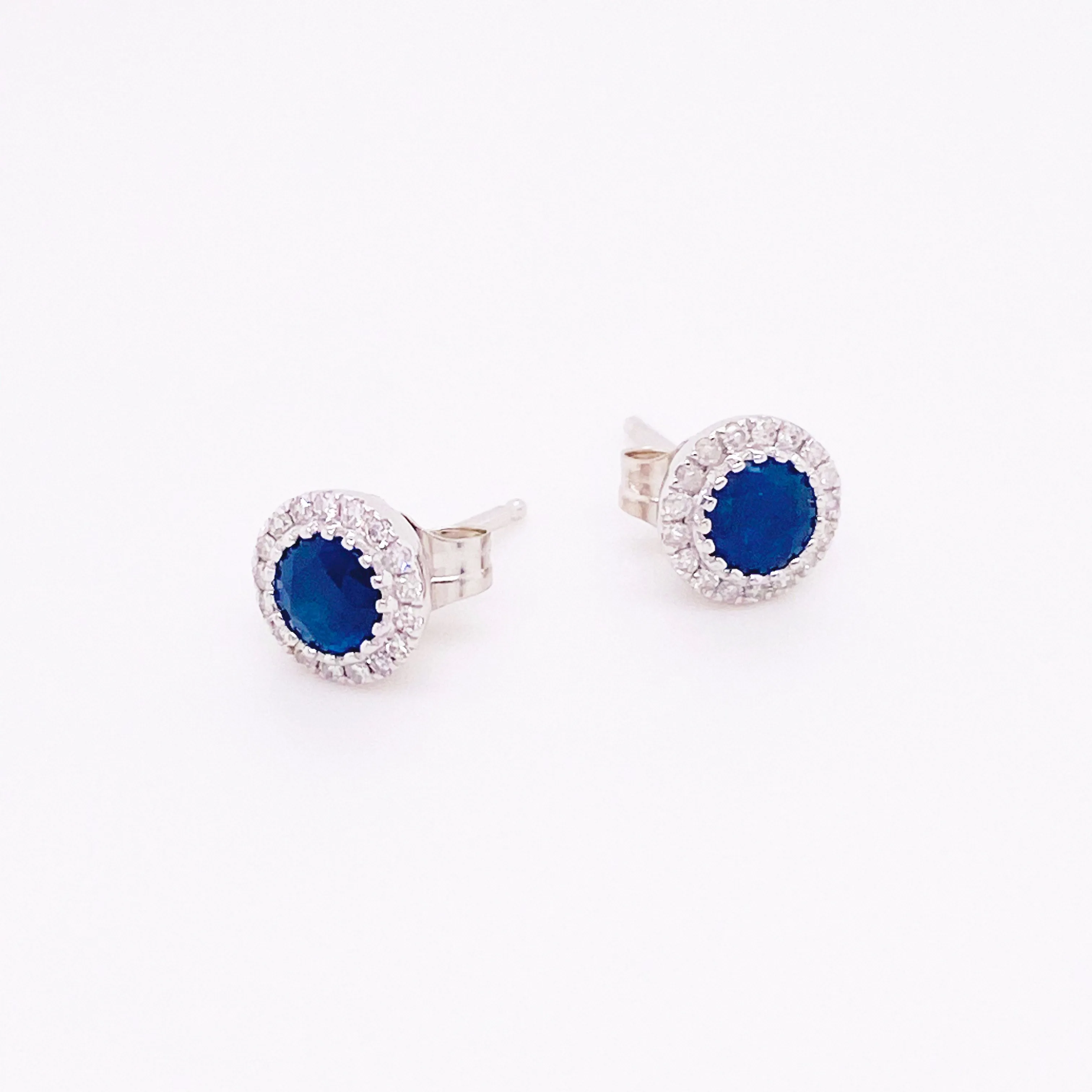 Gemstone and Diamond Halo Stud Earrings