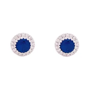 Gemstone and Diamond Halo Stud Earrings