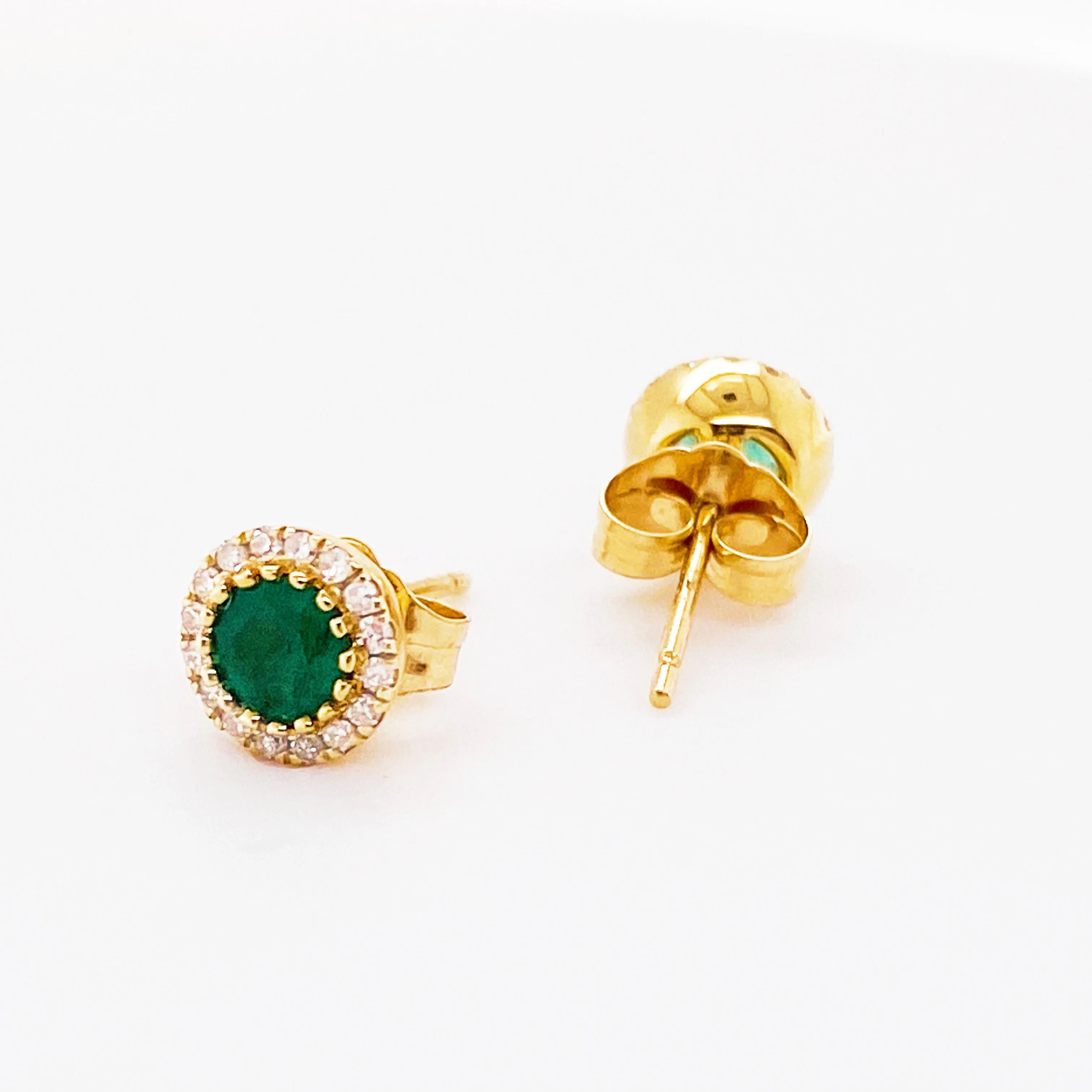 Gemstone and Diamond Halo Stud Earrings
