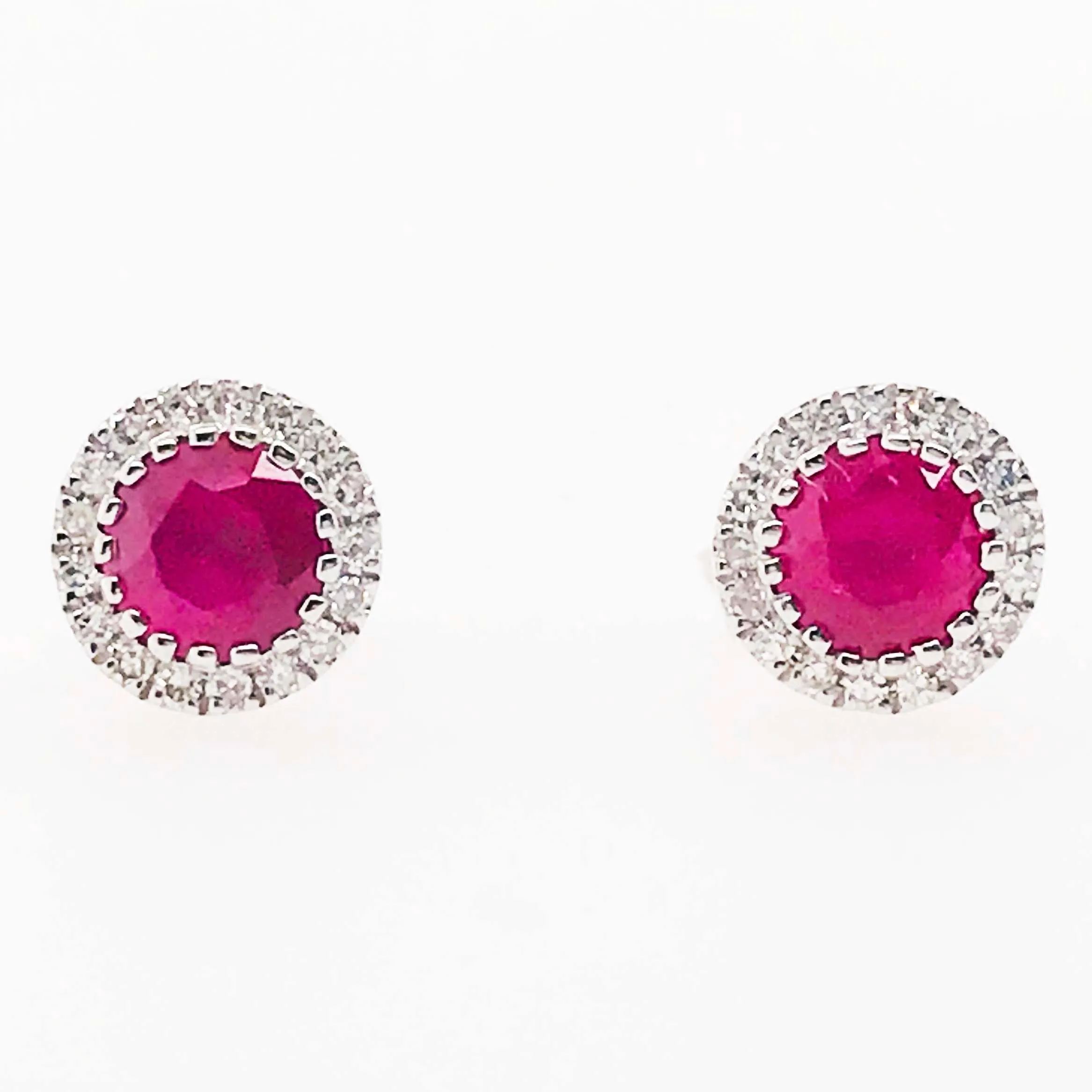 Gemstone and Diamond Halo Stud Earrings