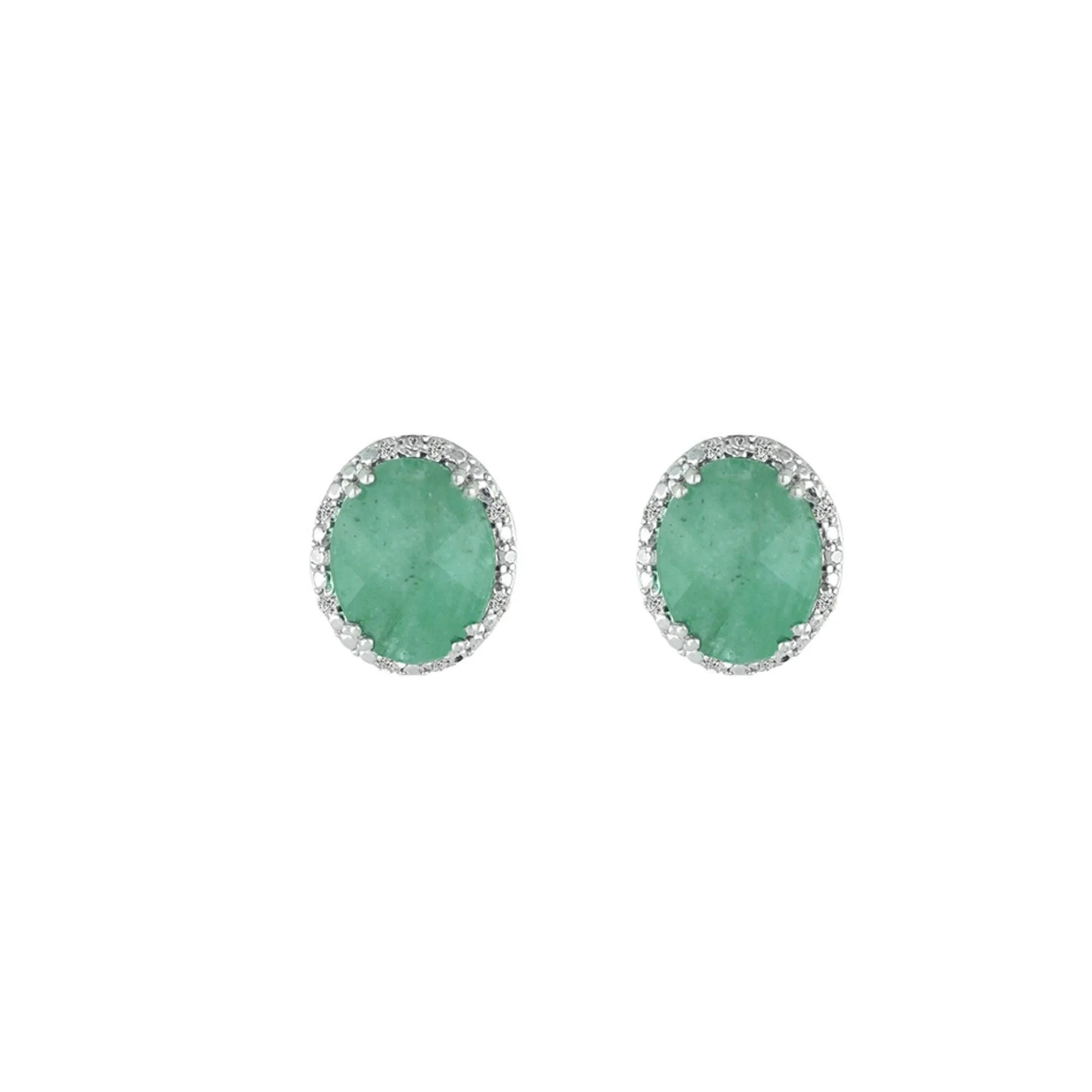 Genuine Emerald and Diamond Accent Stud Earrings