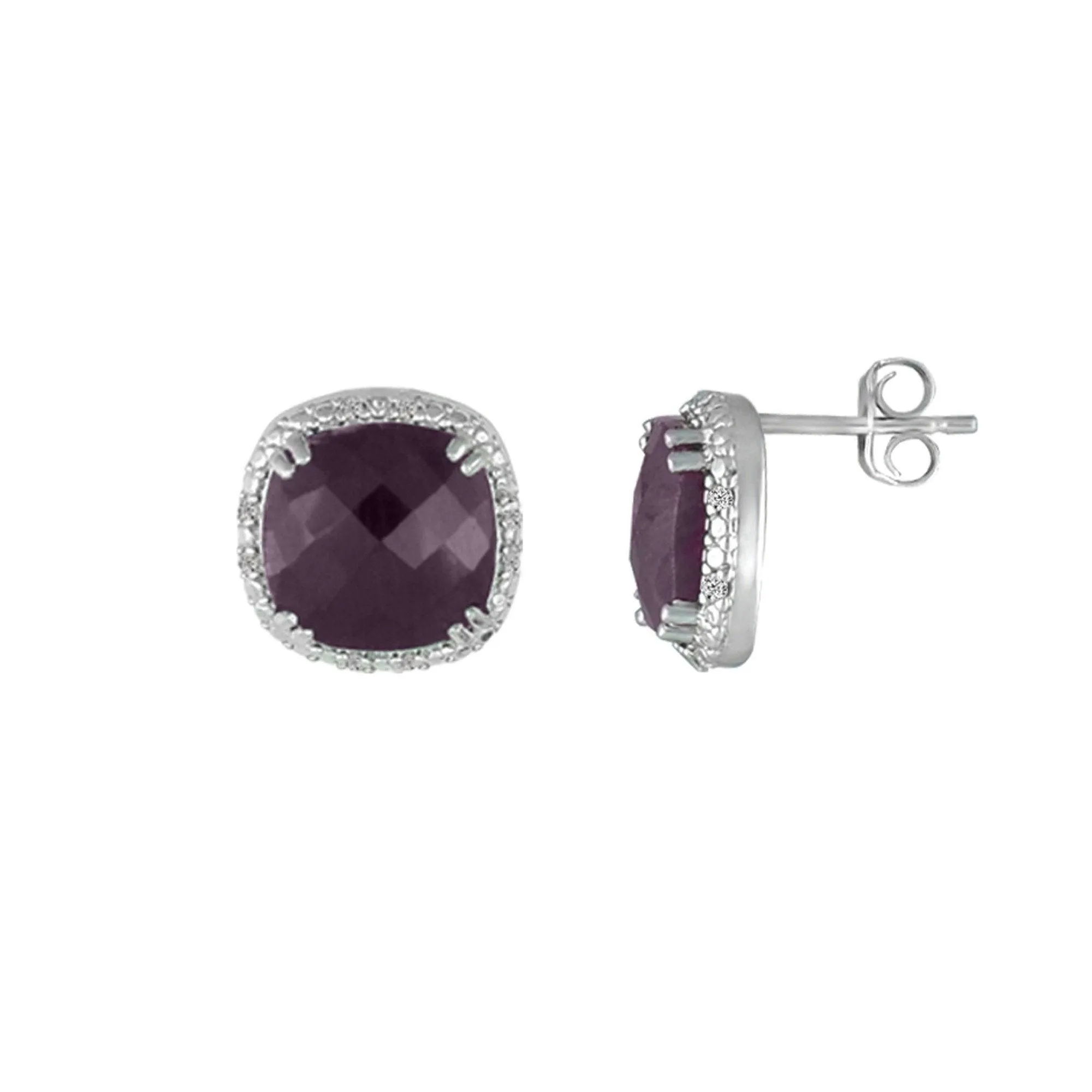 Genuine Ruby and Diamond Accent Stud Earrings