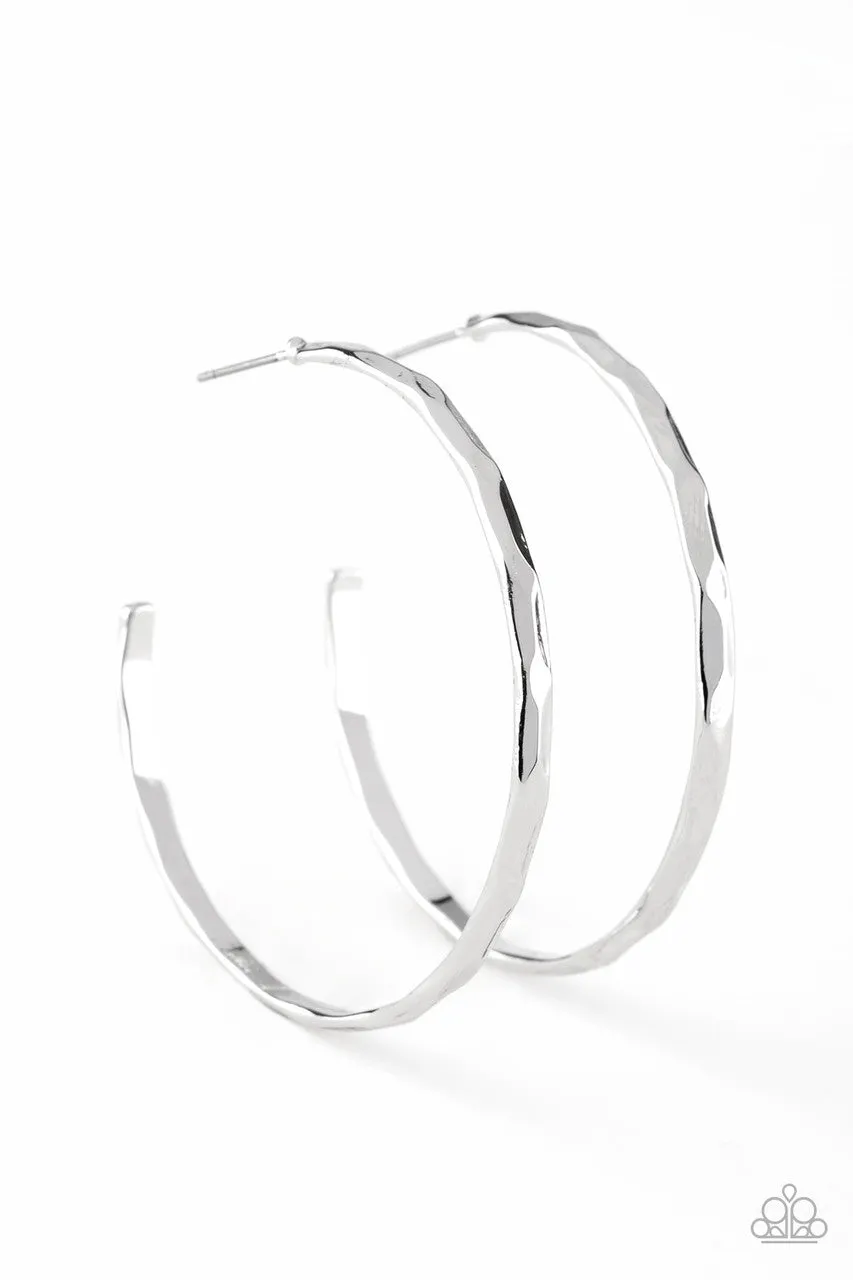 Geo Edge Silver Paparazzi Earrings