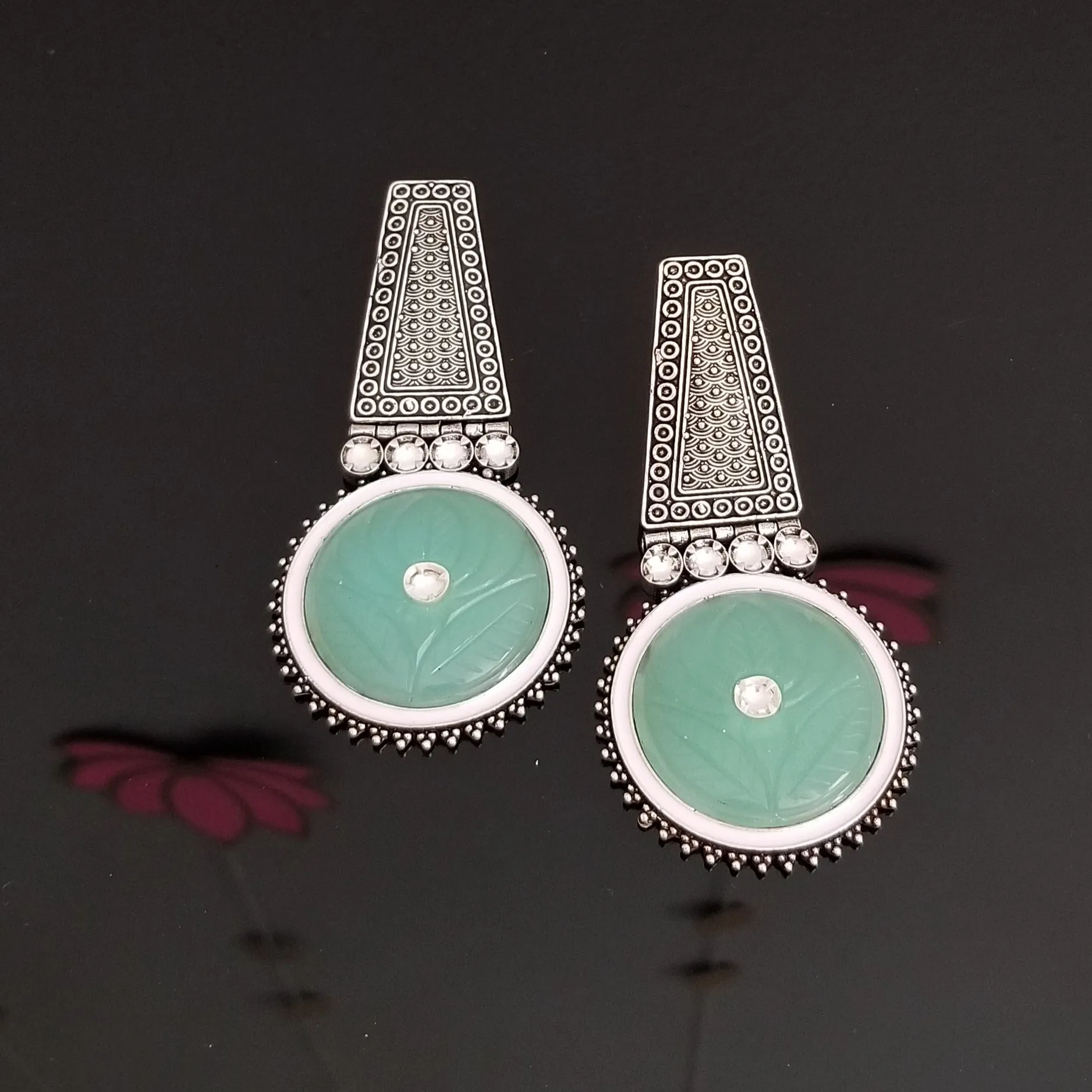 German Silver Fusion Style Long Earrings