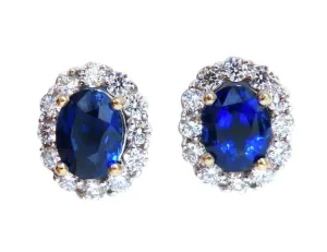 GIA Certified 7.81ct Natural Royal Blue Sapphire Diamond Earrings 14kt 12642