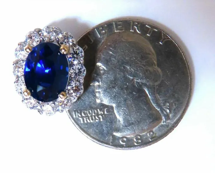 GIA Certified 7.81ct Natural Royal Blue Sapphire Diamond Earrings 14kt 12642