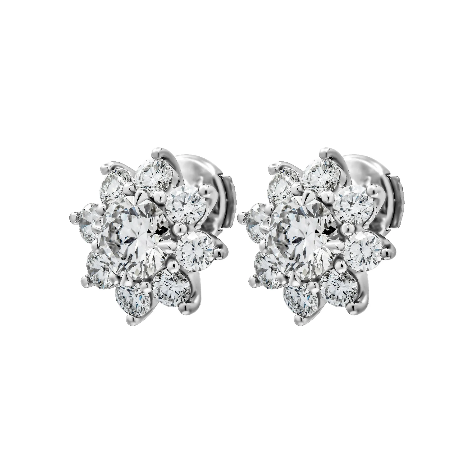 GIA Certified Diamond Flower Cluster Earrings