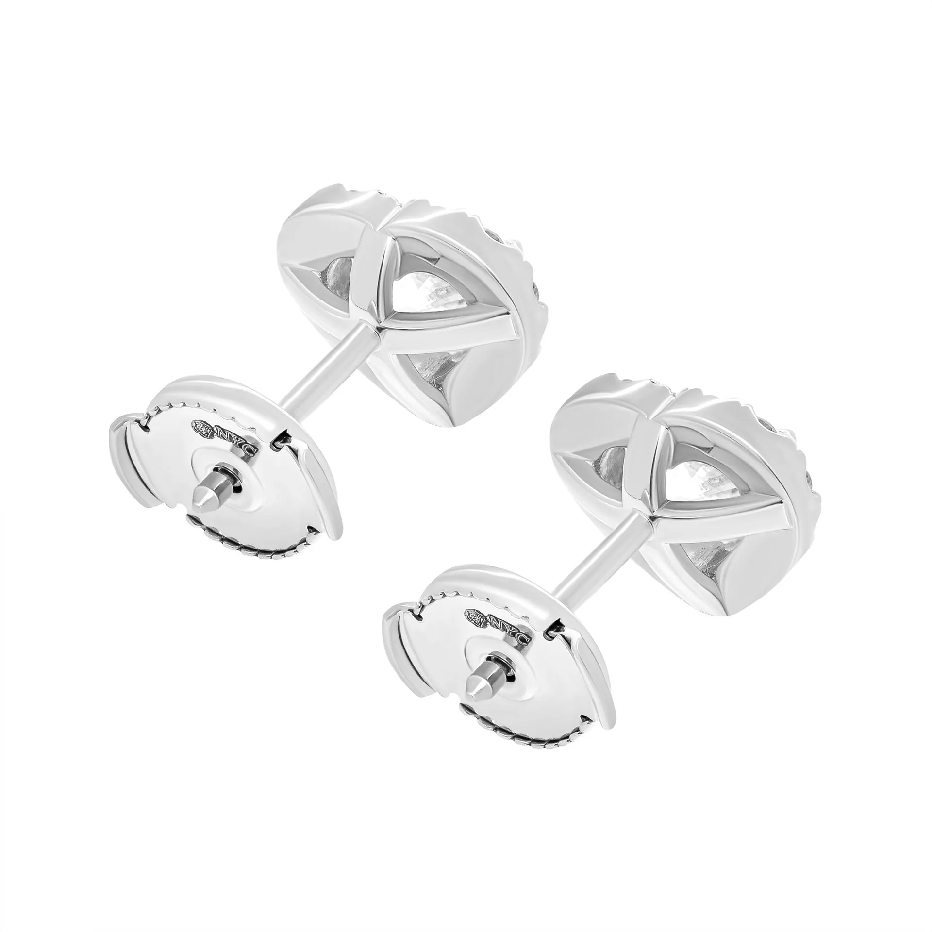 GIA Certified Halo studs with Heart Shape diamonds in Platinum