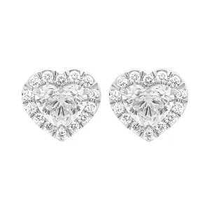 GIA Certified Halo studs with Heart Shape diamonds in Platinum