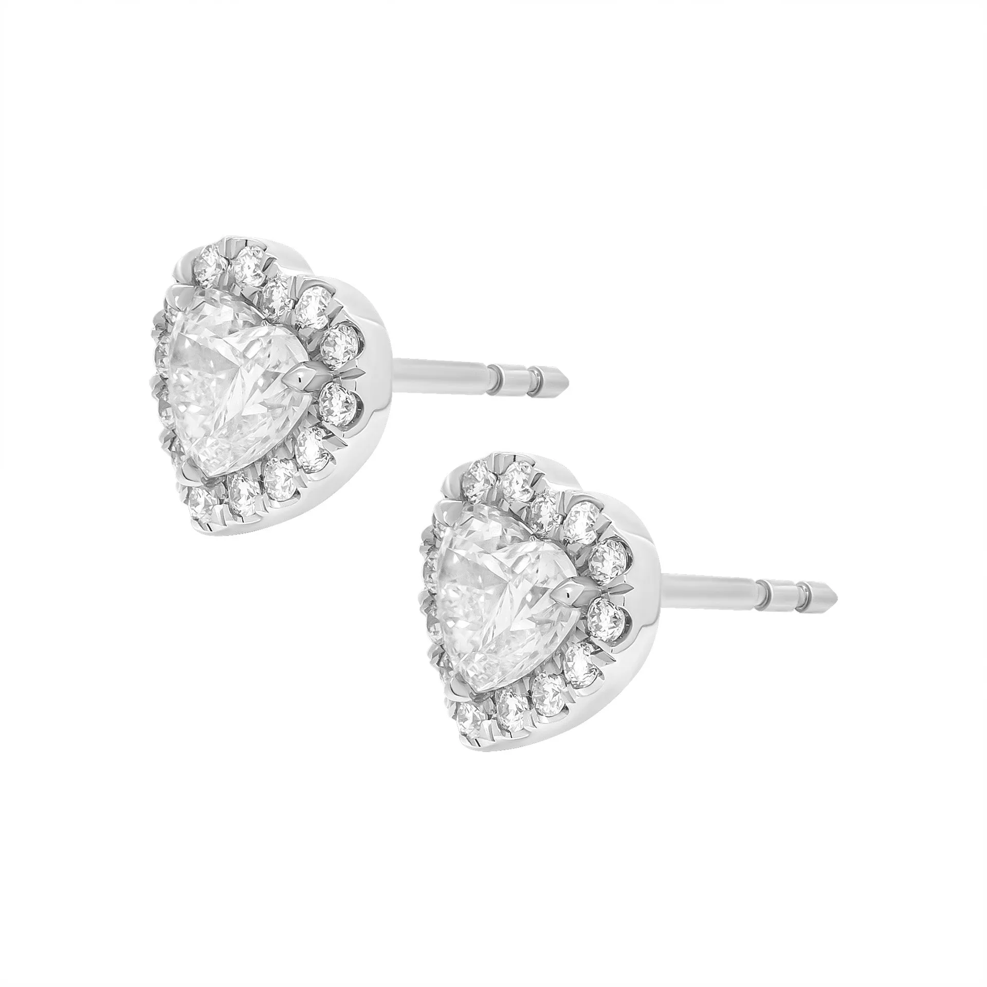 GIA Certified Halo studs with Heart Shape diamonds in Platinum