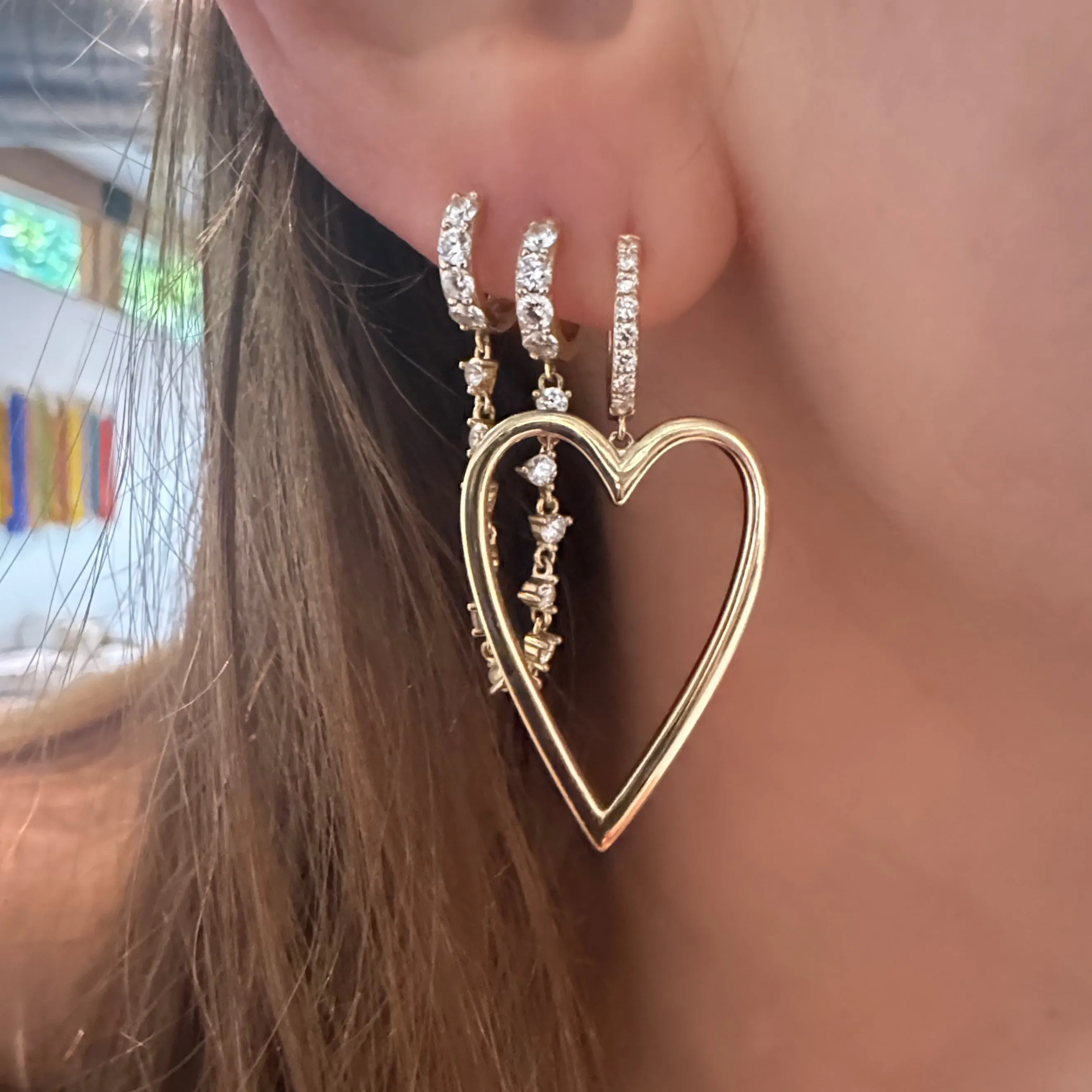 Glimmer in My Heart Diamond & Gold Drop Earrings