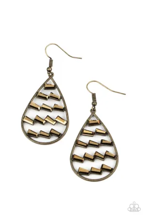 Glitzy Grit Brass Paparazzi Earrings
