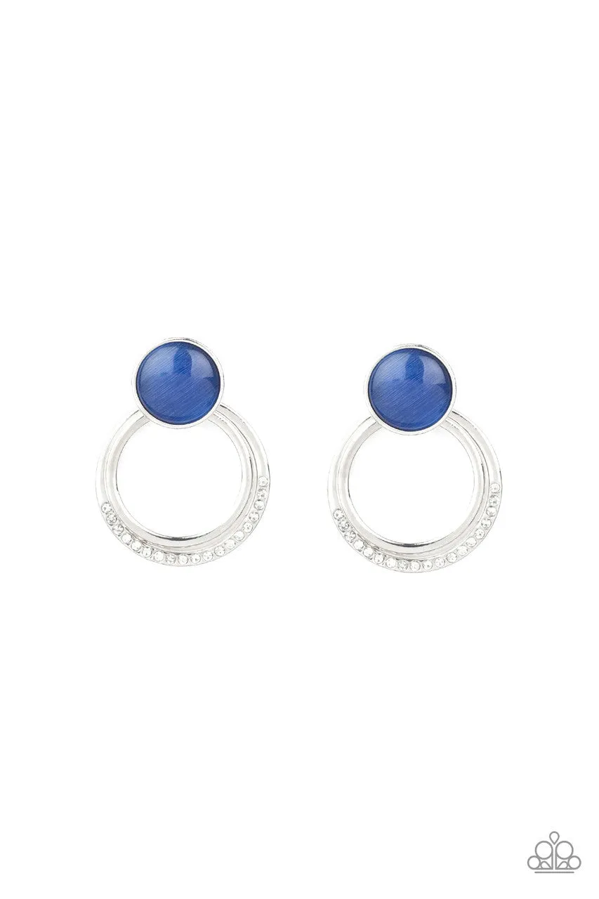Glow Roll Blue Paparazzi Earrings