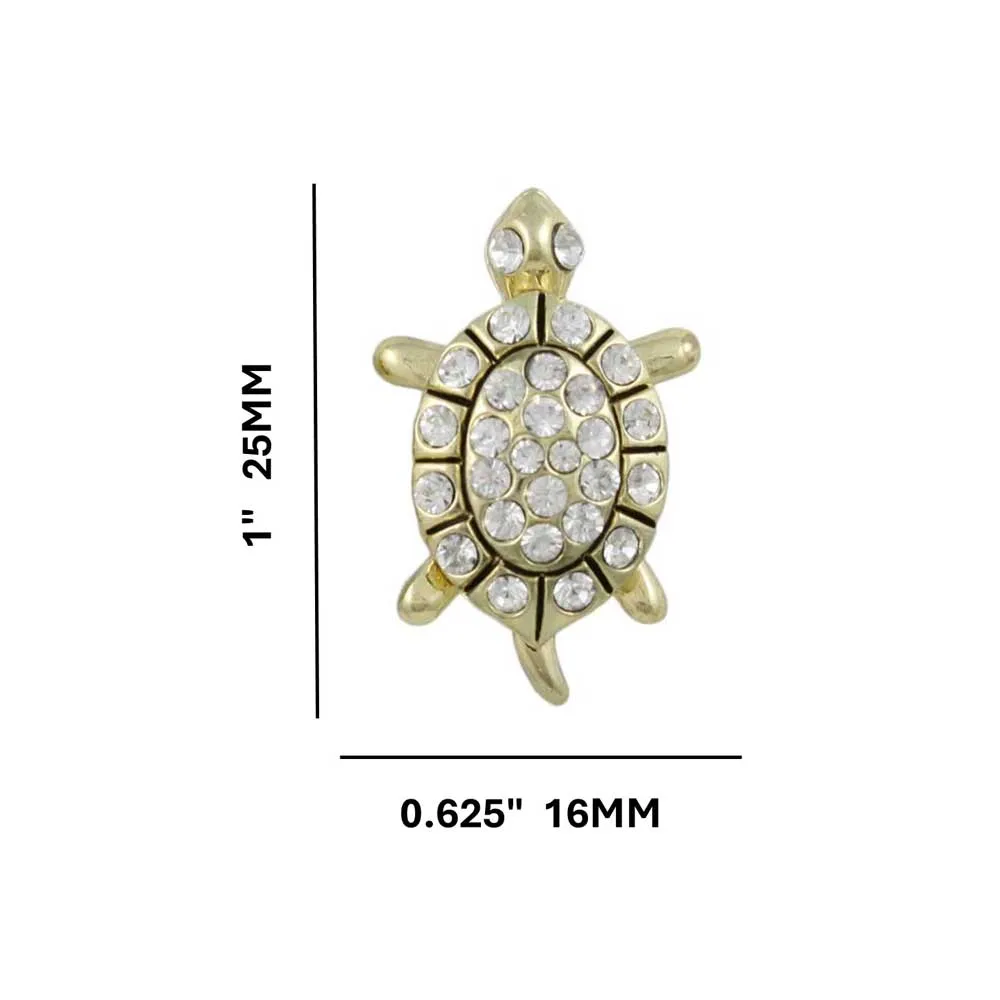 Gold and Crystal Animated Turtle Pierced Earring - REC556