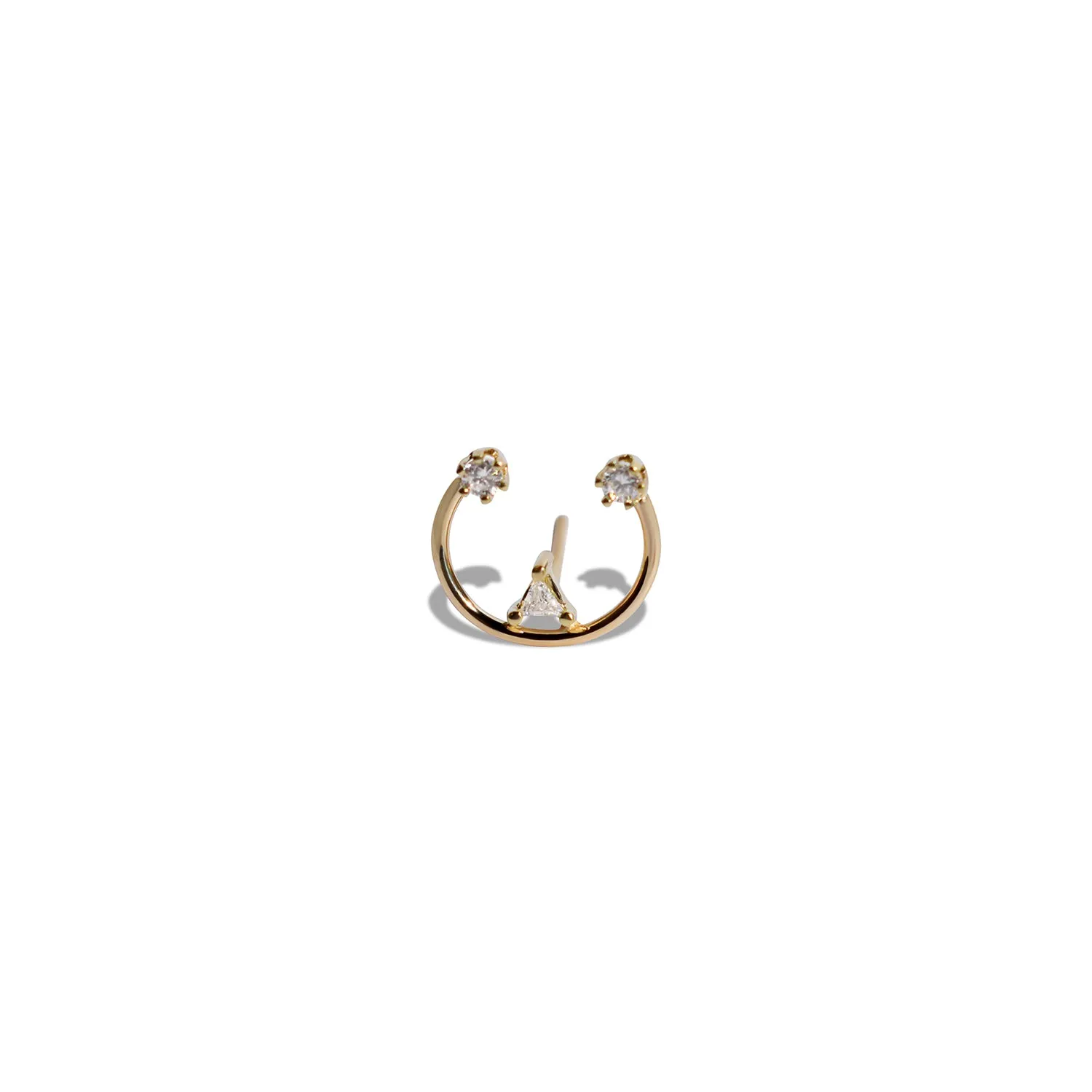 Gold and Diamonds U Shape Stud Earring