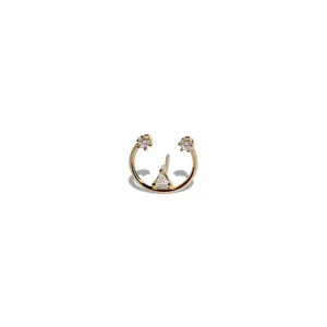 Gold and Diamonds U Shape Stud Earring