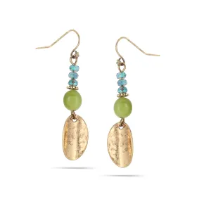 GOLD AND GREEN CRYSTAL DROP EARRINGS #305GN3301 (IF20)