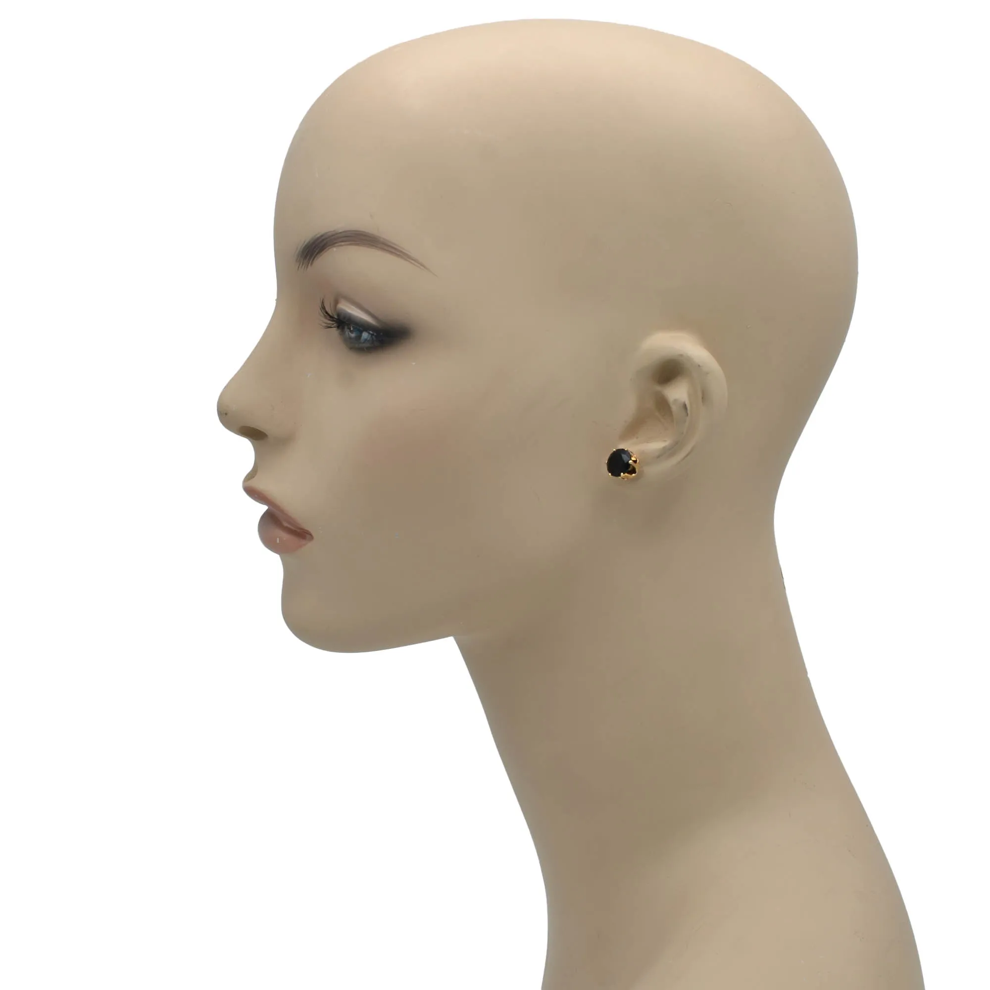 GOLD BLACK CRYSTAL 3 PAIR SET GRADUATED STUD EARRINGS #HNE86567GDBK (SF6)