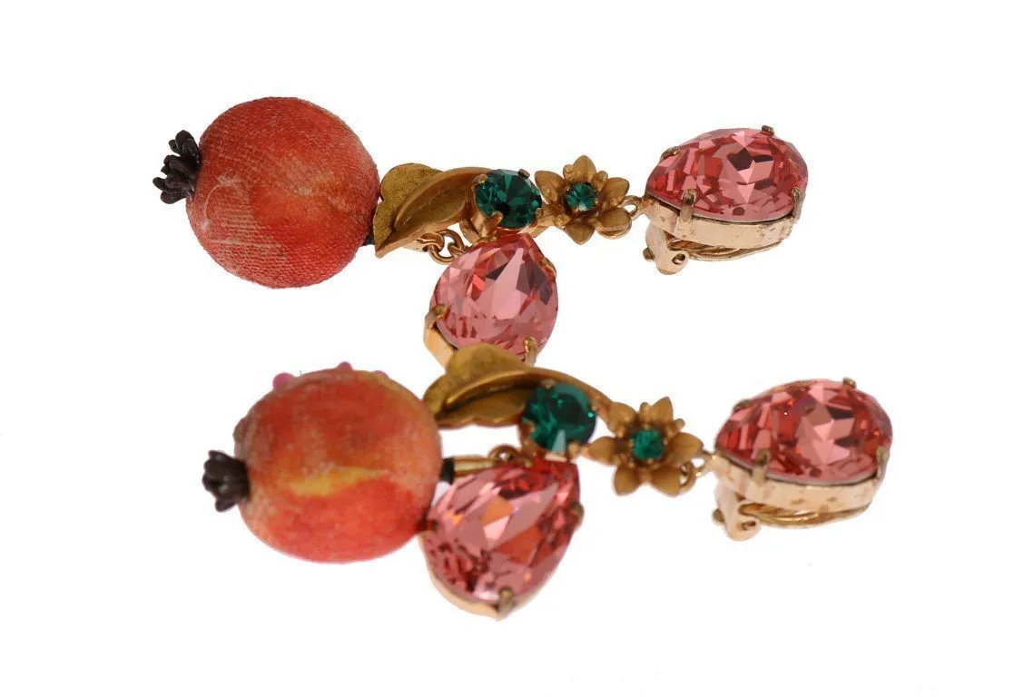 Gold Brass MELOGRANO Crystal Clip Earrings