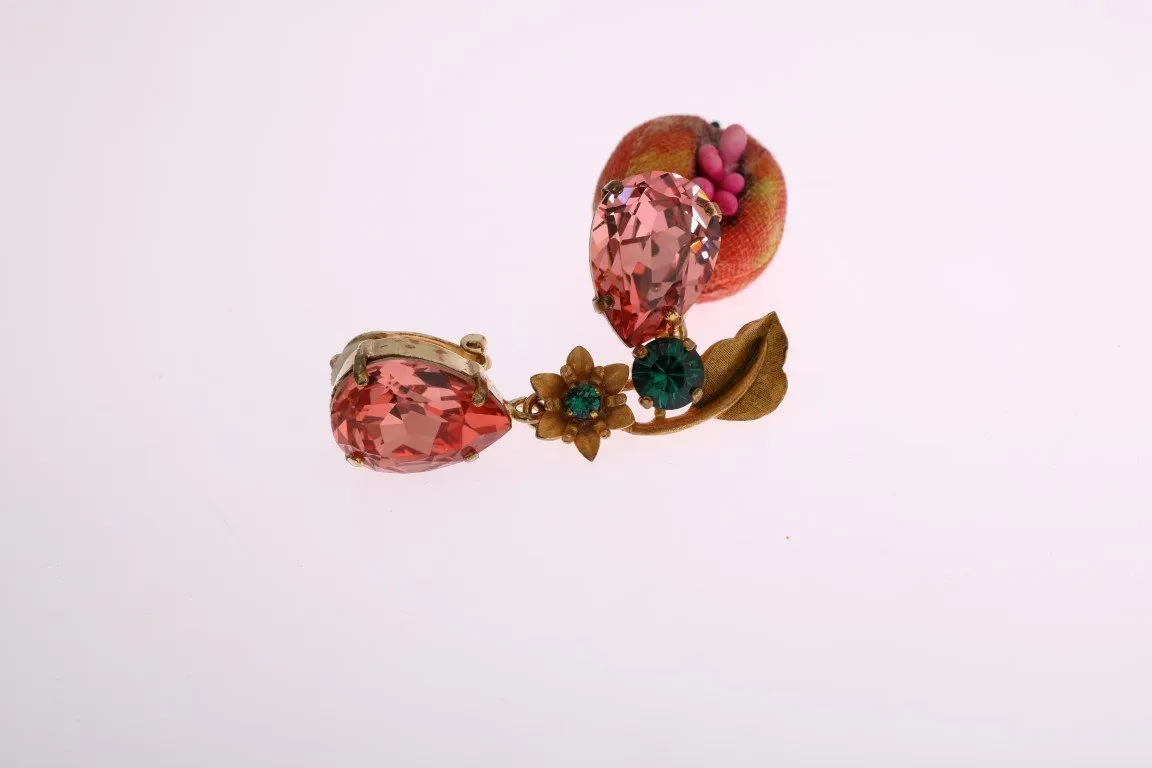 Gold Brass MELOGRANO Crystal Clip Earrings