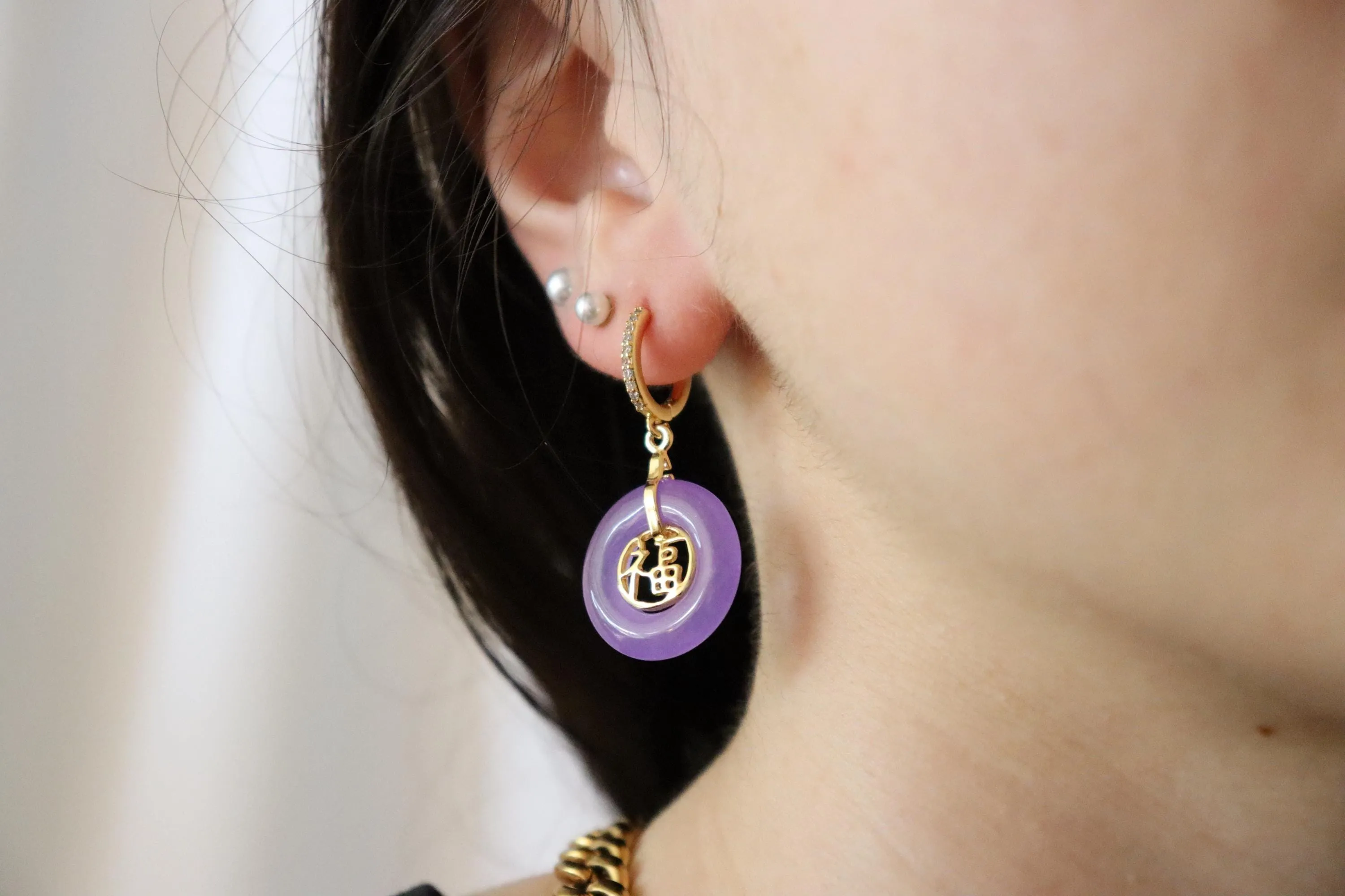 Gold  Filled Blue -Lavender  Jade Earrings, WATERPROOF , Gifts for Her.