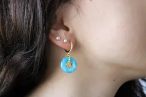 Gold  Filled Blue -Lavender  Jade Earrings, WATERPROOF , Gifts for Her.
