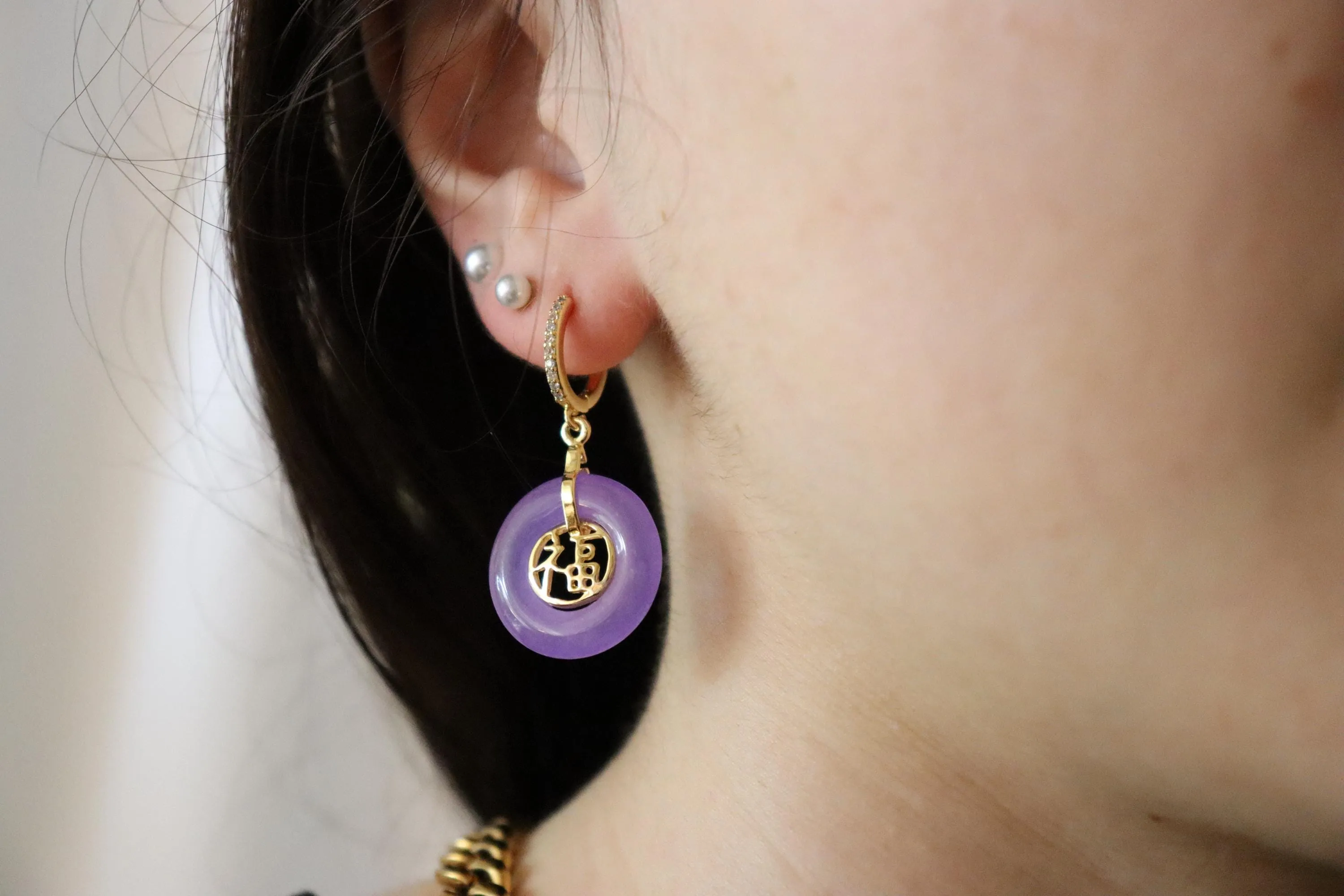 Gold  Filled Blue -Lavender  Jade Earrings, WATERPROOF , Gifts for Her.