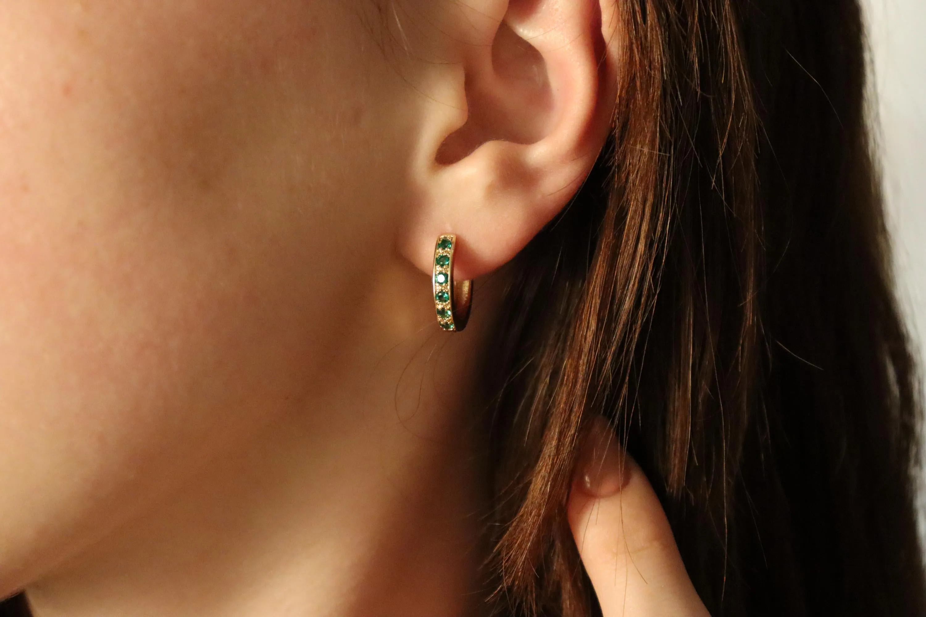 Gold  Filled Green  Jade Earrings, WATERPROOF Jade Hoops, Gifts for Her.