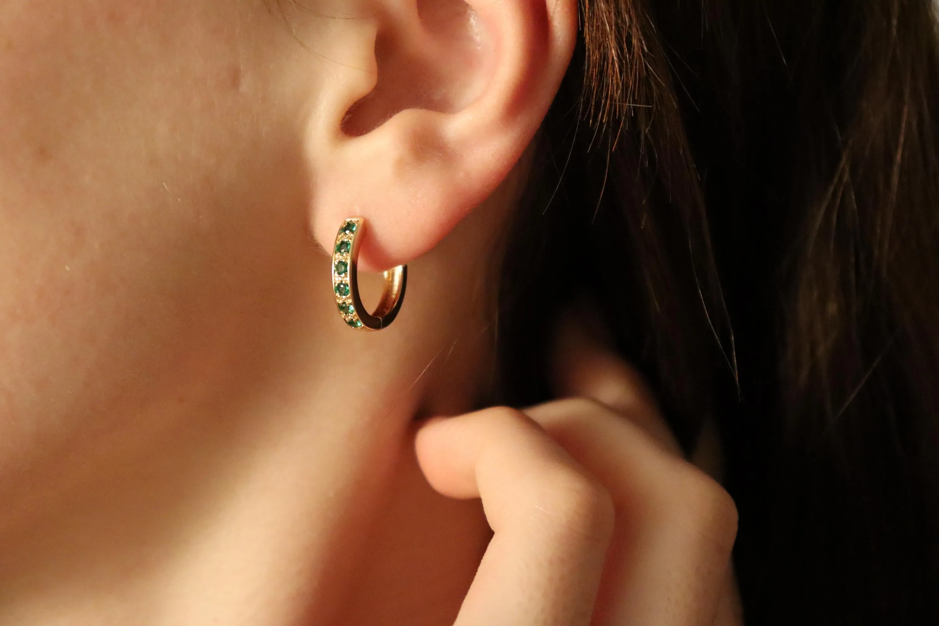 Gold  Filled Green  Jade Earrings, WATERPROOF Jade Hoops, Gifts for Her.